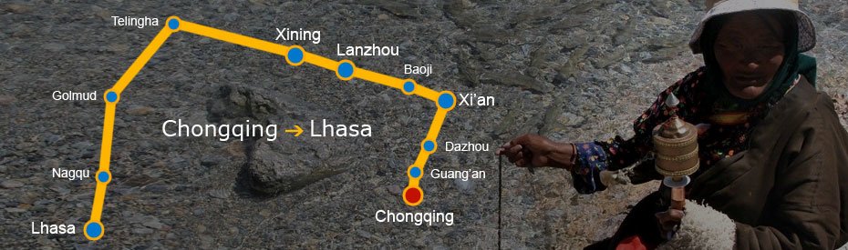 ruta de tren a Lhasa desde Chongqing