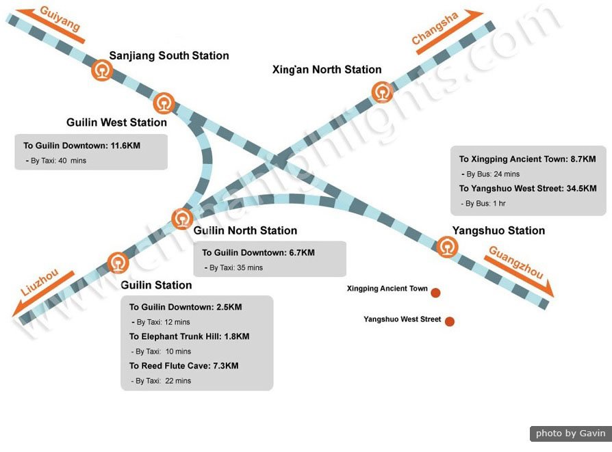 Mapa de Estación de Tren de Guilin